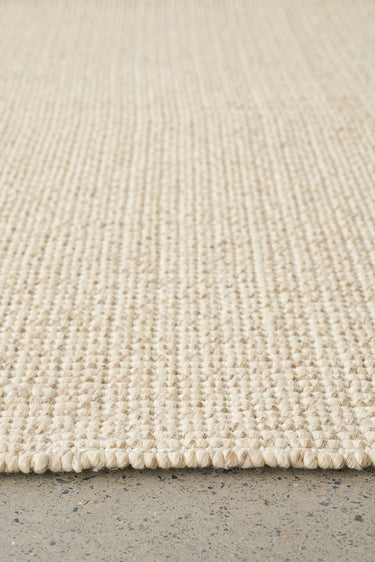 Parker Natural Cream Jute and Wool Modern Pebble Pattern Rectangle Rug